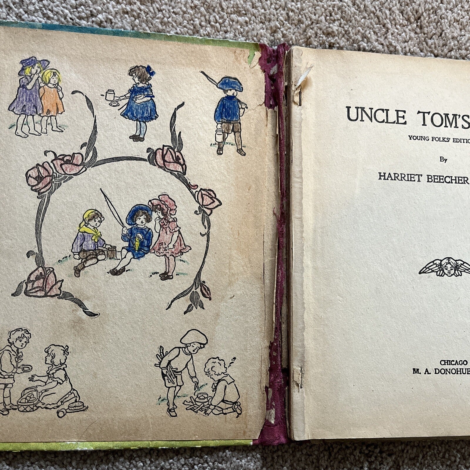 UNCLE TOM'S CABIN BY HARRIET BEECHER STOWE M.A. DONOHUE #182 YOUNG FOLKS EDITION