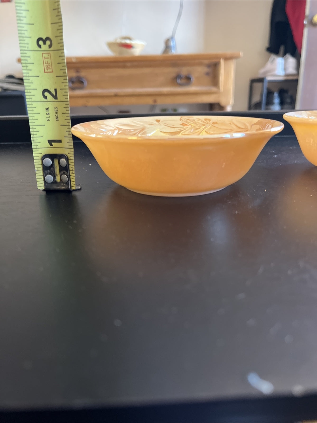 Fire King Peach Lustre Fruit Berry Bowl Laurel Leaf Anchor Hocking EUC (2)