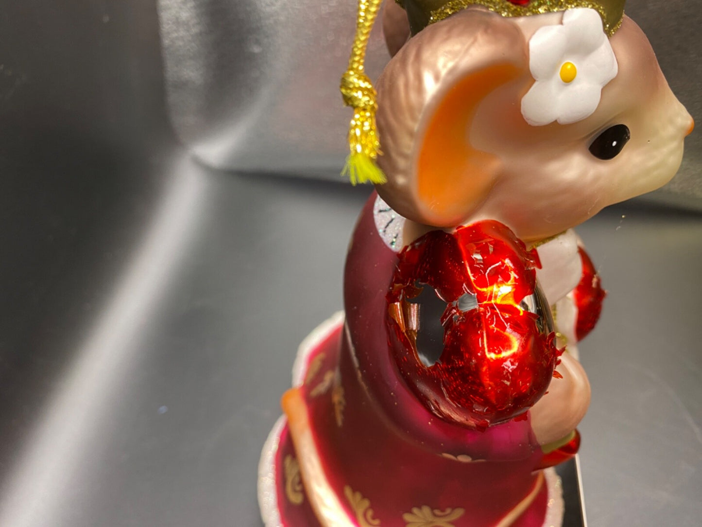 Fitz & Floyd Charming Tails Queen of My Heart Large Mouse Christmas Ornament