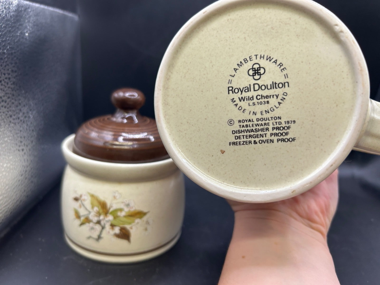 Royal Doulton WILD CHERRY Cream + Sugar Made in England Lambethware 1979