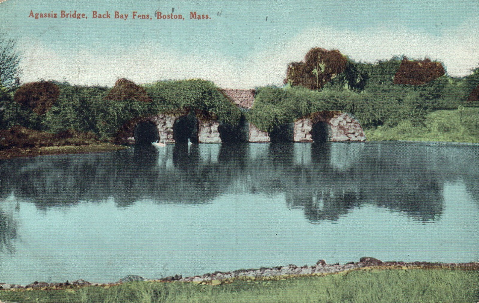 Agassiz Bridge, Back Bay Fens, Boston, Massachusetts Mass Postcard