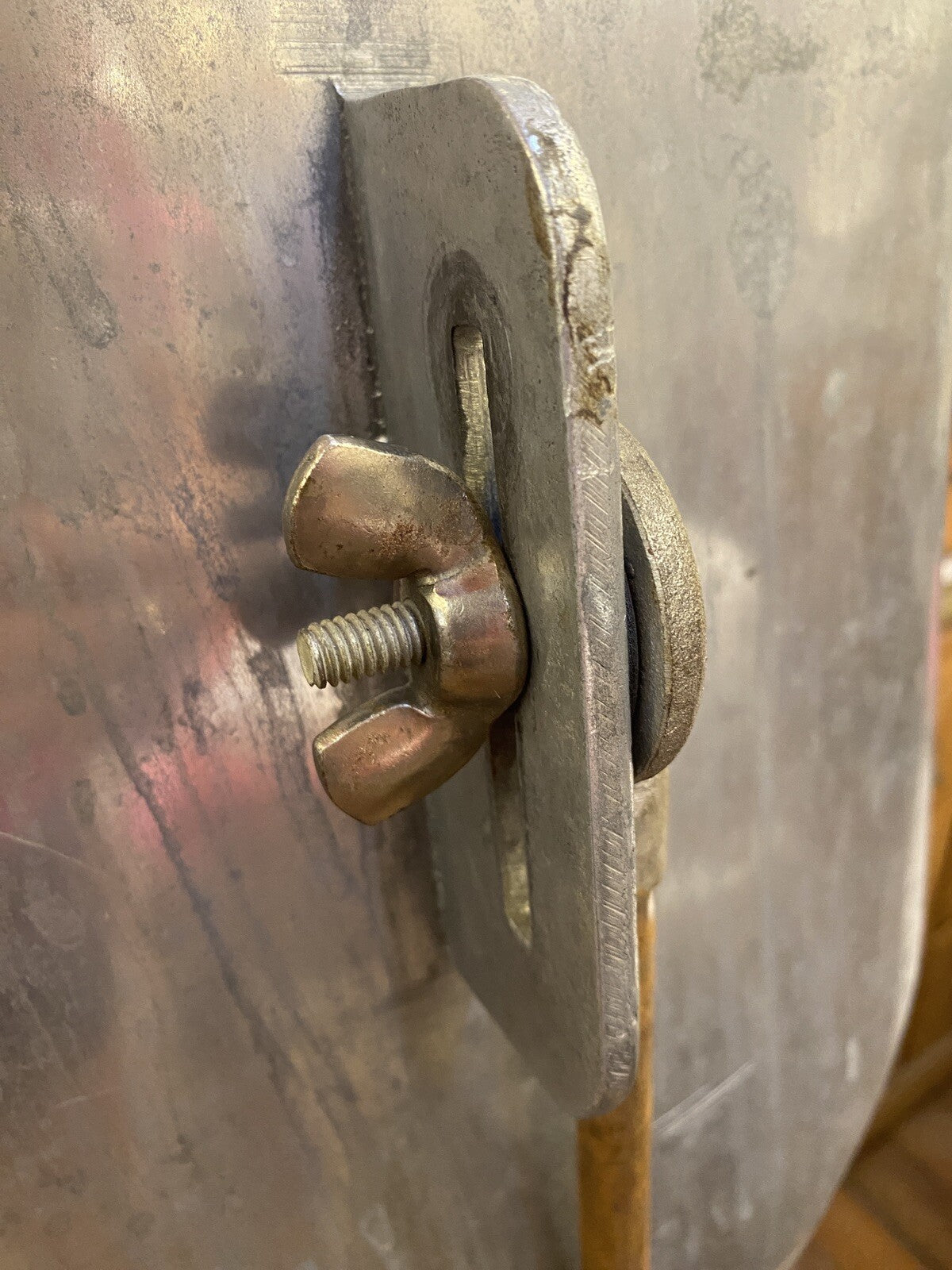 ANTIQUE Vintage Shampoo SHAVING STAND NECK TRAY INDUSTRIAL MEDICAL Cast Aluminum