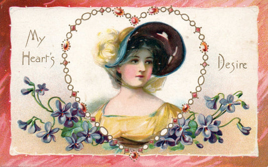 Tuck Series NO 10 Love Missives Hearts Desire Vintage Valentine Postcard Lady