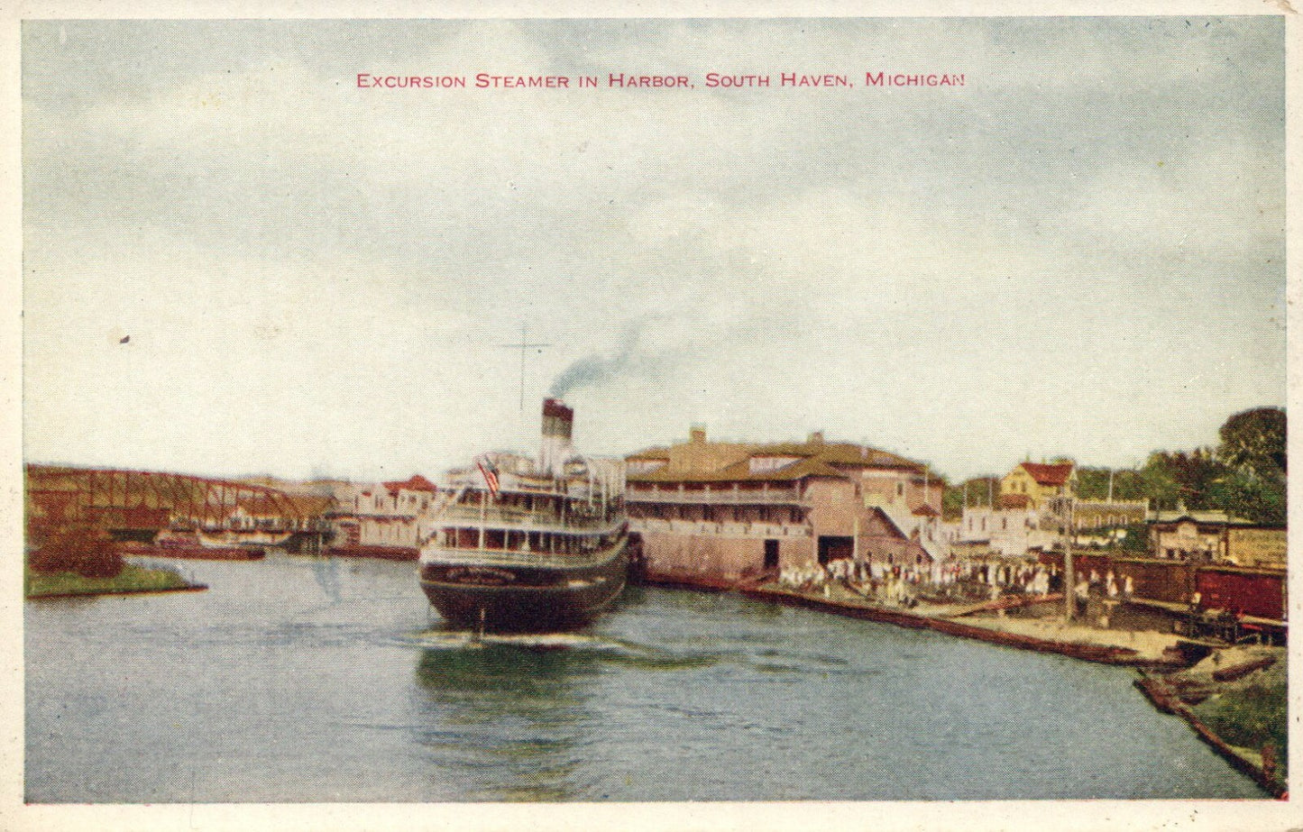 Excursion Steamer In Harbor South Haven Michigan MI Ship Boat