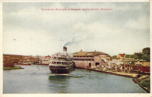  Excursion Steamer In Harbor South Haven Michigan MI Ship Boat