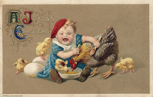  Child crying with Hen Chicks picking on her John Winsch Postcard 