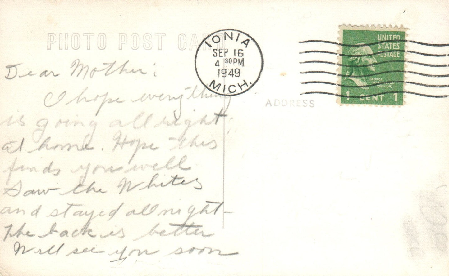 Ionia Main Street 1949 MI Mich Michigan Postcard Real Photo OLD CAR