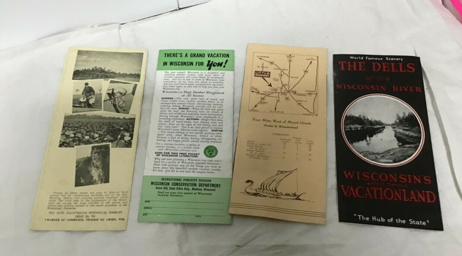 Set of 4 Wisconsin WI Vintage Map Brochures