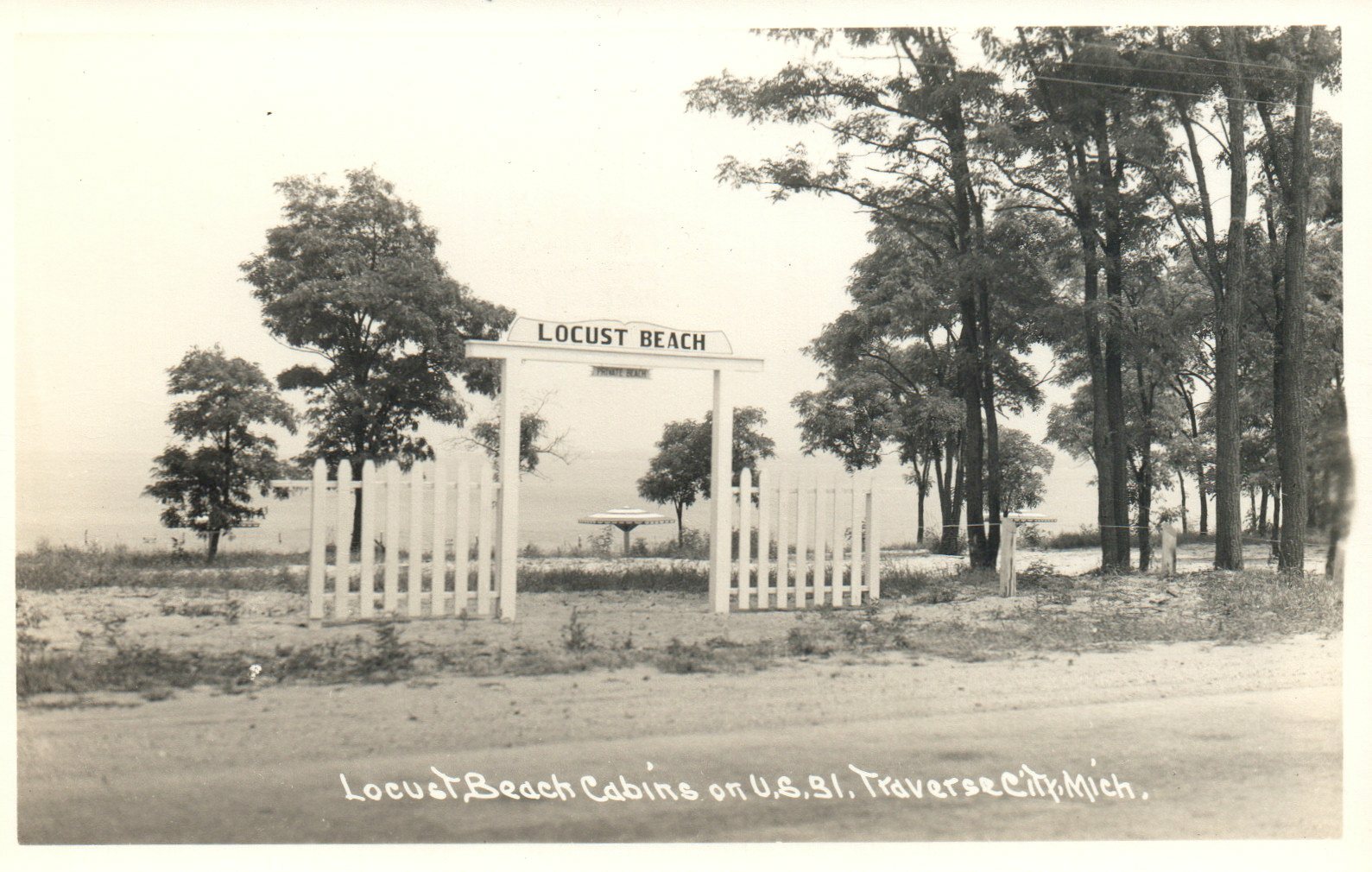 Real Photo Locust Beach Cabins Arch Traverse City Michigan MI Postcard 