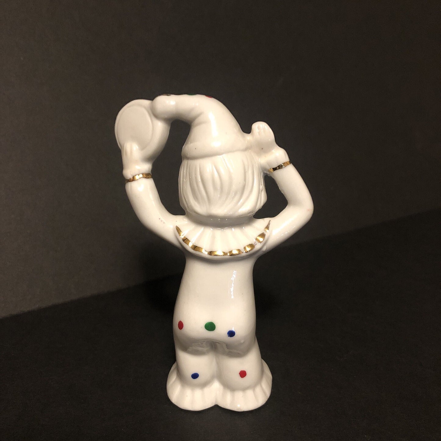 Clown Child Figurine Holding Tambourine Porcelain No Makers Mark