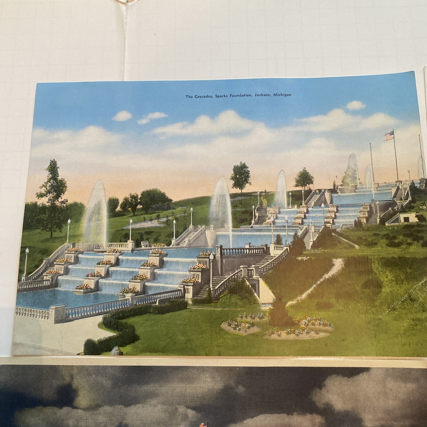Lot of 6 Jackson MI Michigan  Postcard Oversize Cascades Fountain