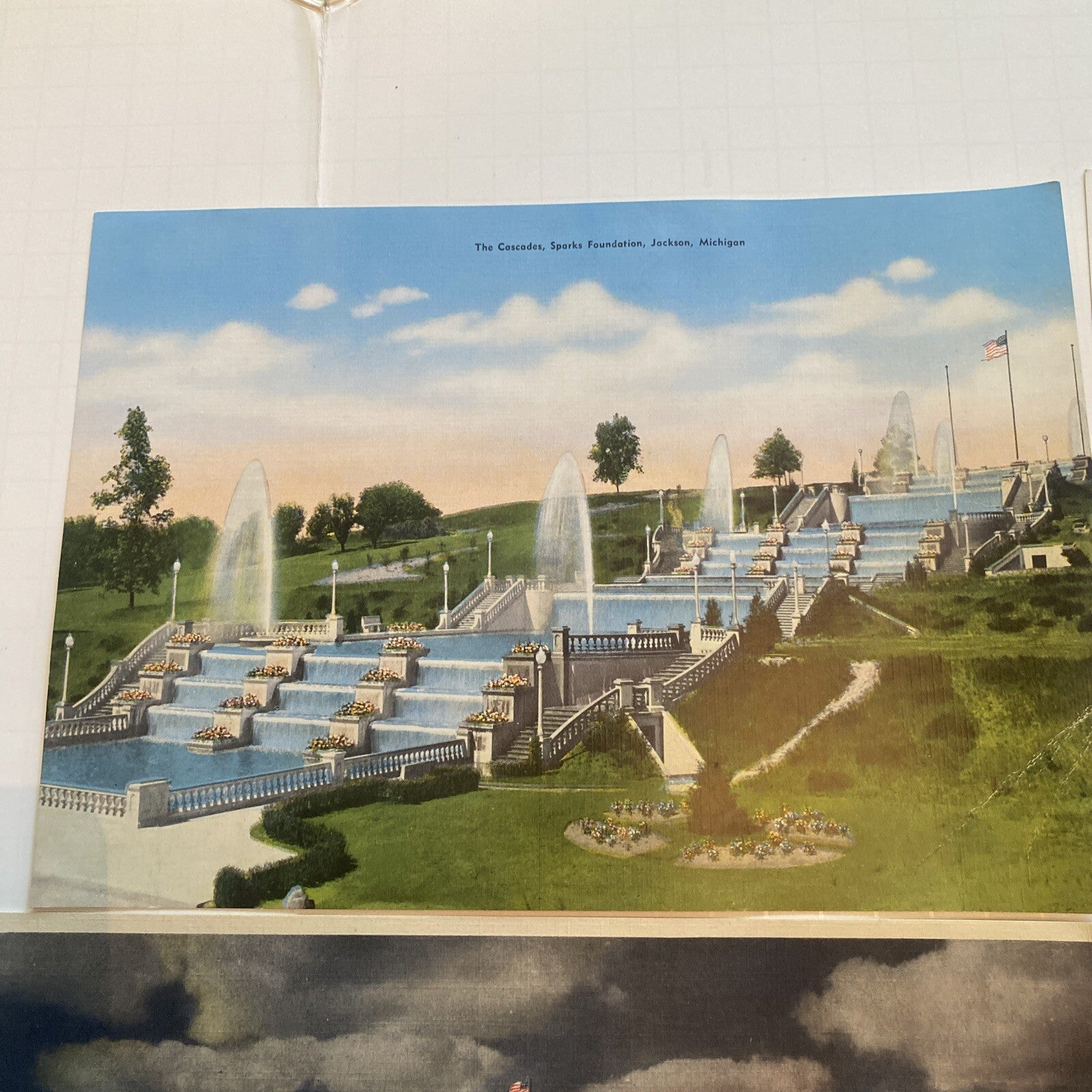 Lot of 6 Jackson MI Michigan  Postcard Oversize Cascades Fountain
