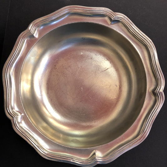 Vintage Etain ZINN Pewter 9" Bowl Dish