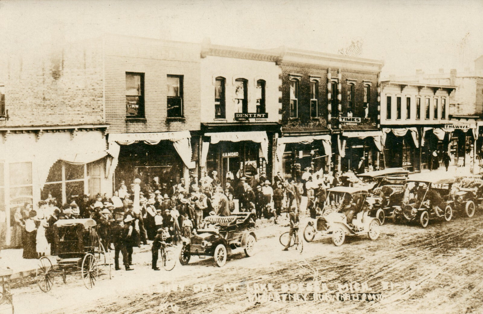 Real Photo Old Cars Lake Odessa MI Michigan Mich Postcard