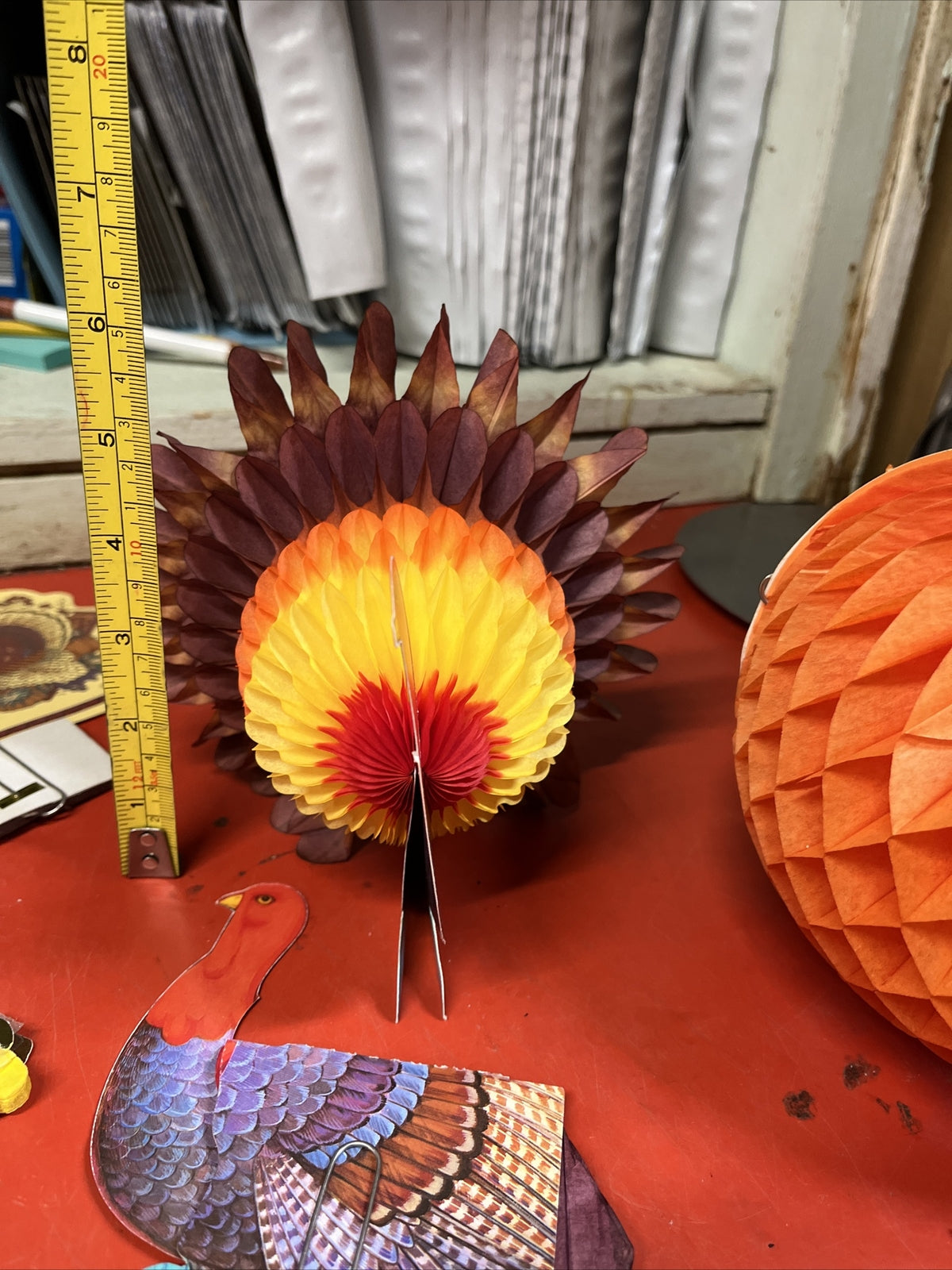 Vintage 11 Pc - Honeycomb Folding Thanksgiving Turkeys, & Pumpkin