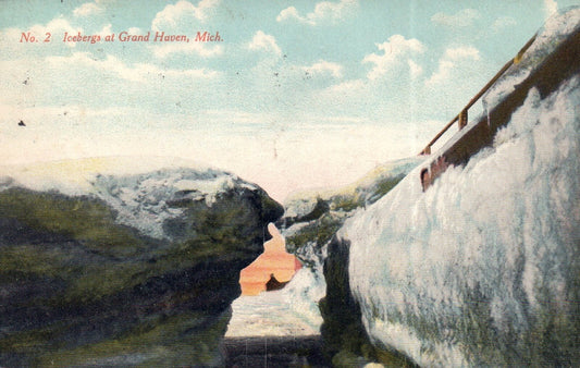 No. 2 Icebergs at Grand Haven Michigan MI Postcard