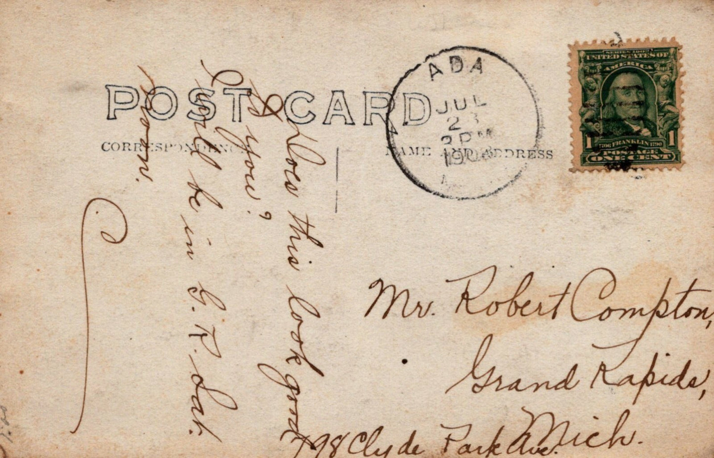 "School Days" 1908 Ada High School Ada Michigan MI Mich Postcard