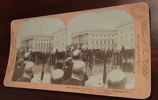  Real Photo Removing William McKinley Body from Hearse State Funeral Stereoview