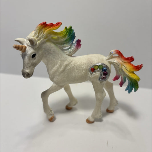 2015 Schleich Bayala Rainbow on Hip Unicorn Foal Horse Toy Retired