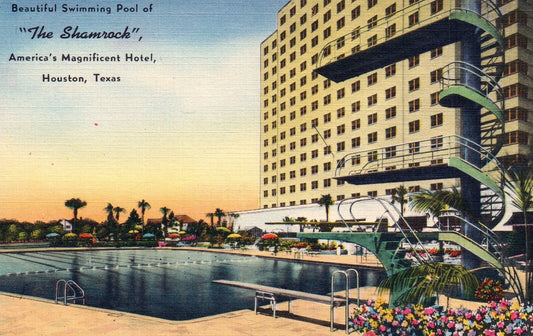 Beautiful Pool at The Shamrock Hotel in Houston Tex Texas TX Postcard