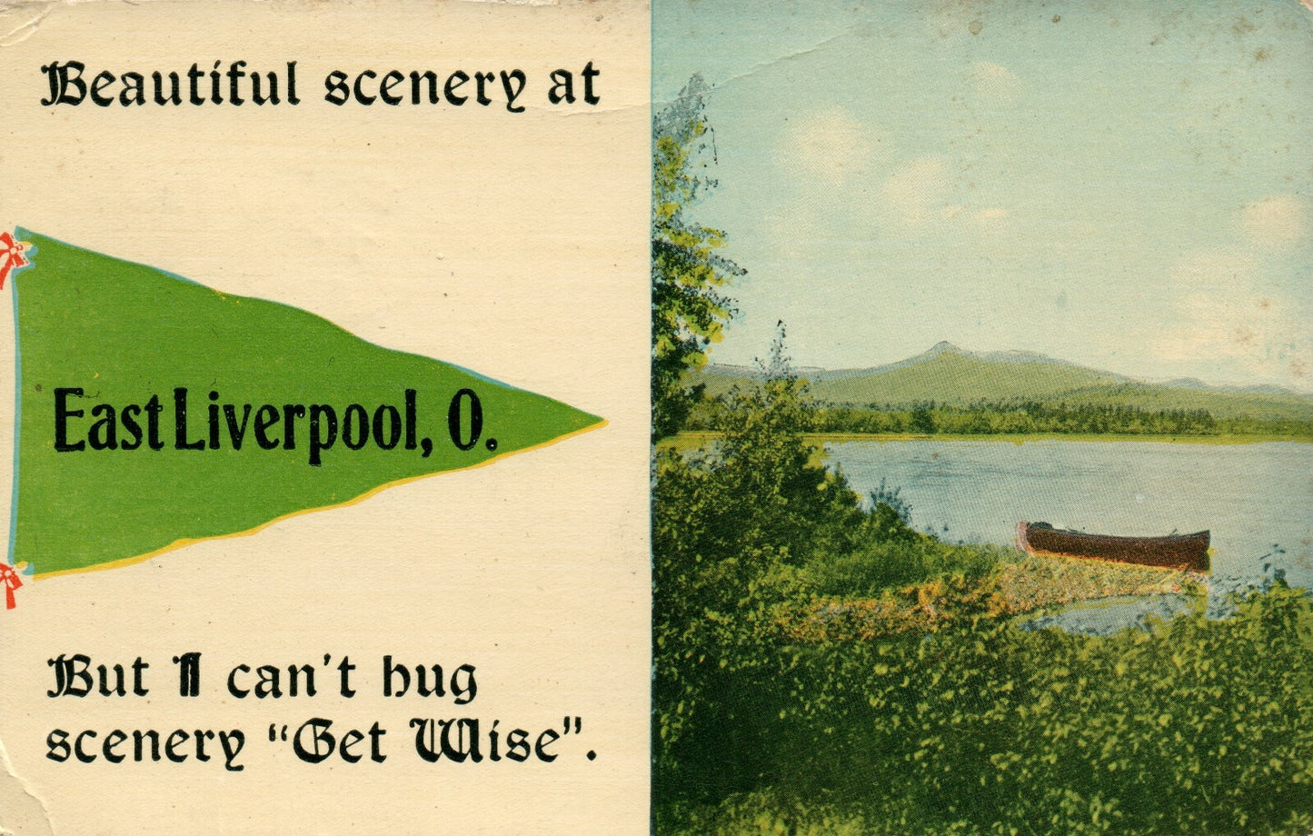 Scenic East Liverpool Lake Canoe Ohio  OH Vintage Postcard