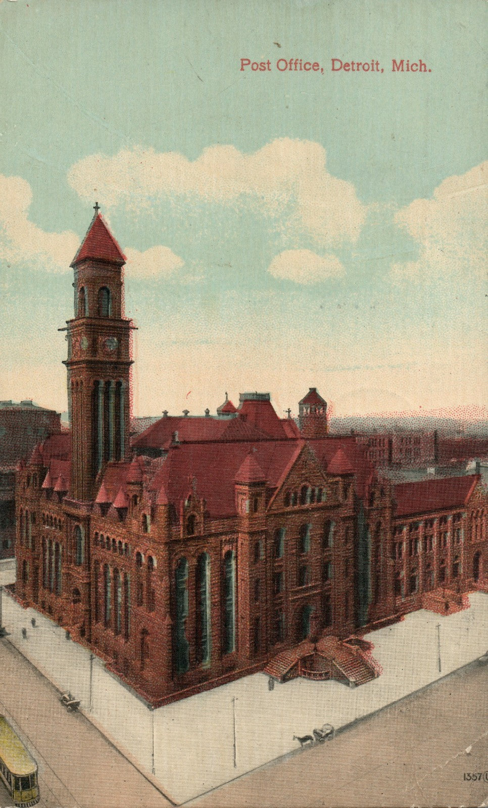 1913 Post Office Detroit MI Michigan  Postcard