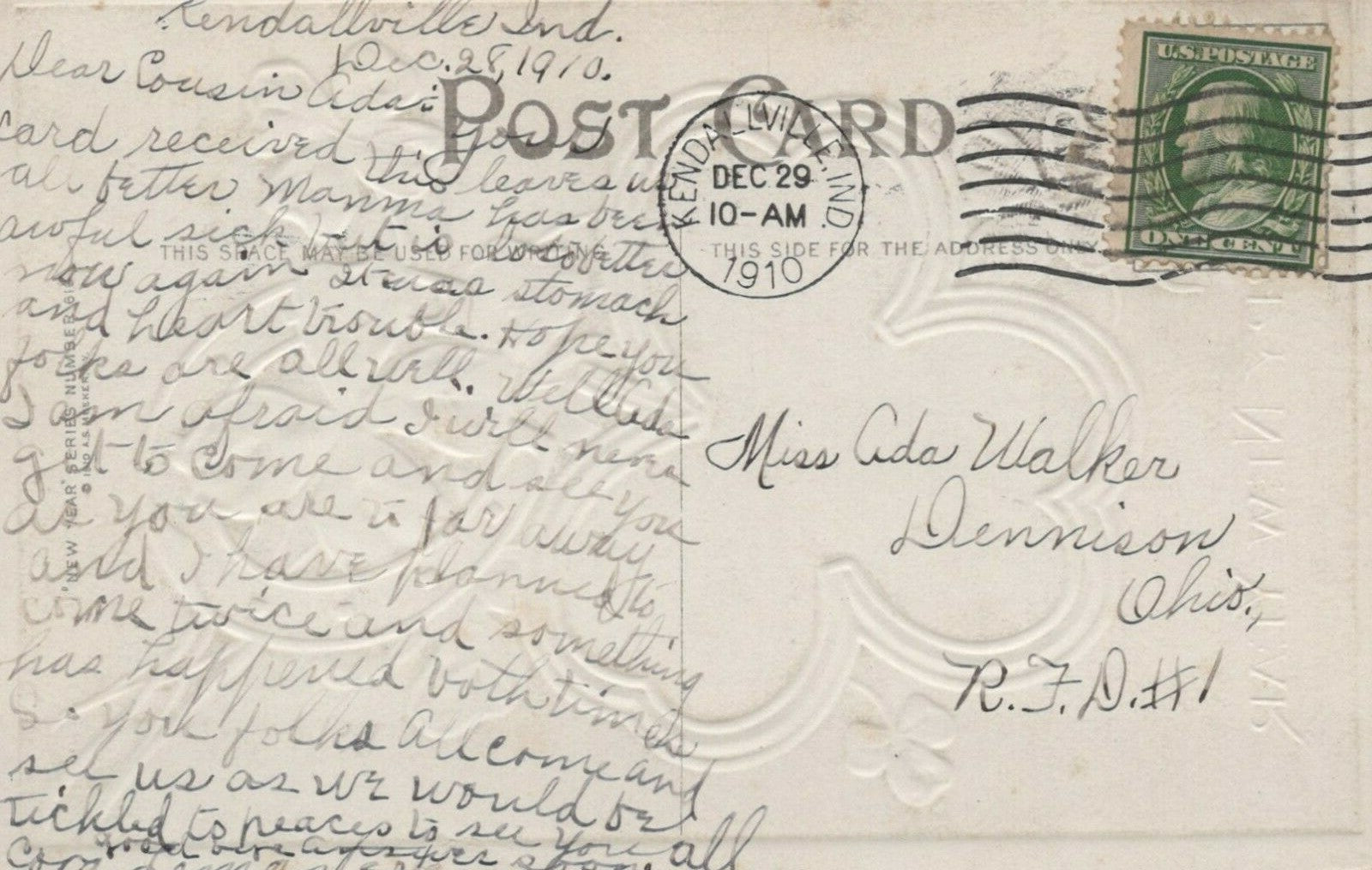 Three Leaf Clover Gold Gilt Horseshoe Happy New Year Holiday Postcard Series 61?