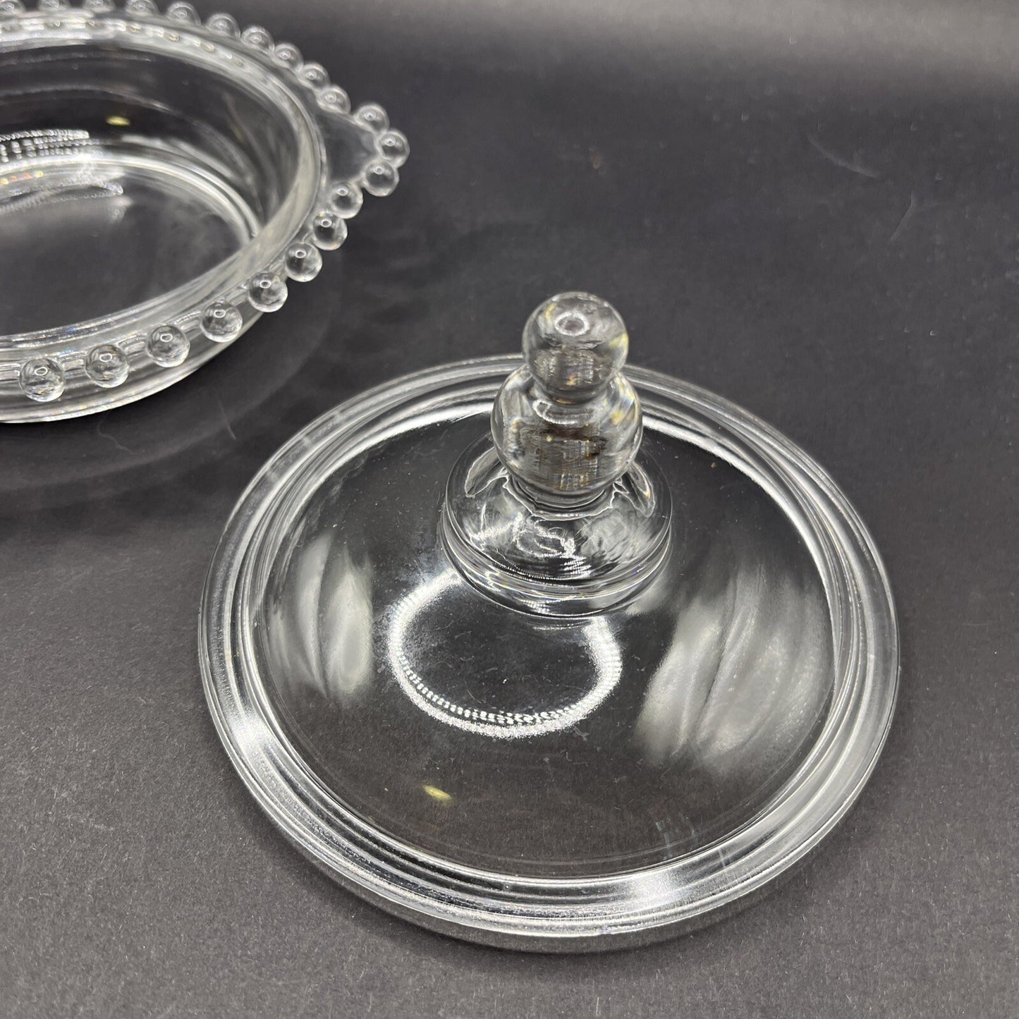 Candlewick Lidded Double Handle Clear Glass Jar Imperial Glass