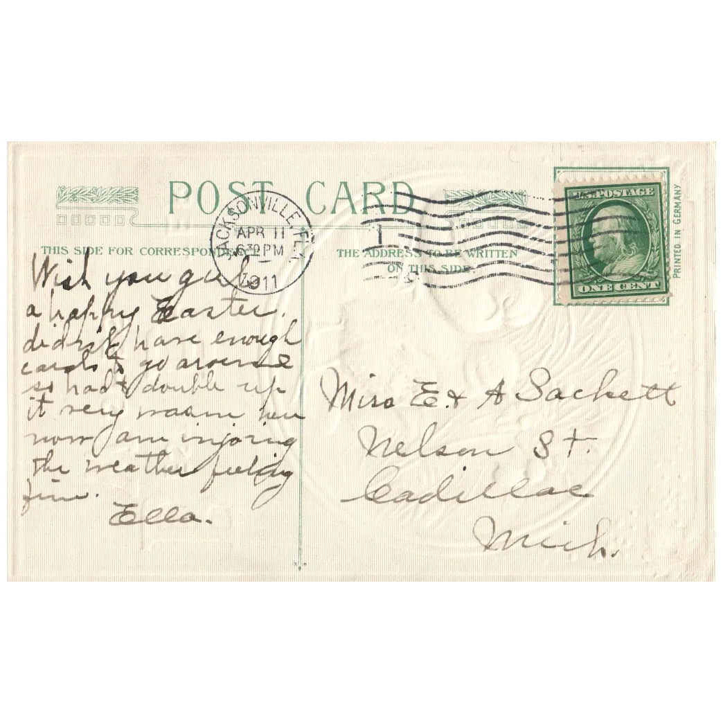 1910 Beautiful John Winsch Easter chicks watch Bee Vintage Postcard
