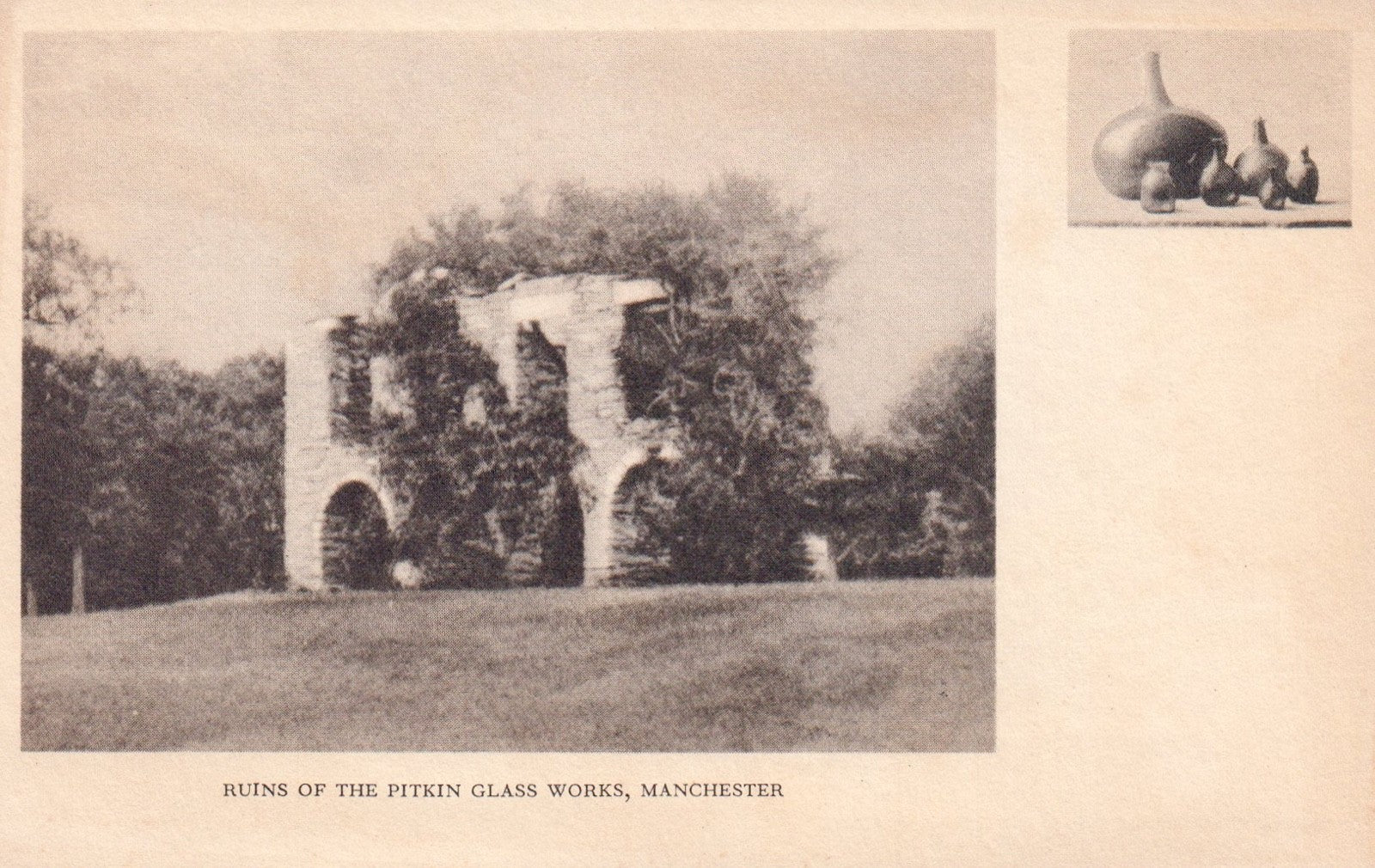 Ruins of the Pitkin Glass Works in Manchester CT Connecticut Postcard