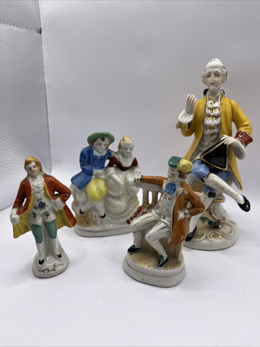 Porcelain Figurines Occupied Japan Lot Colonial Victorian VTG 4 Pc