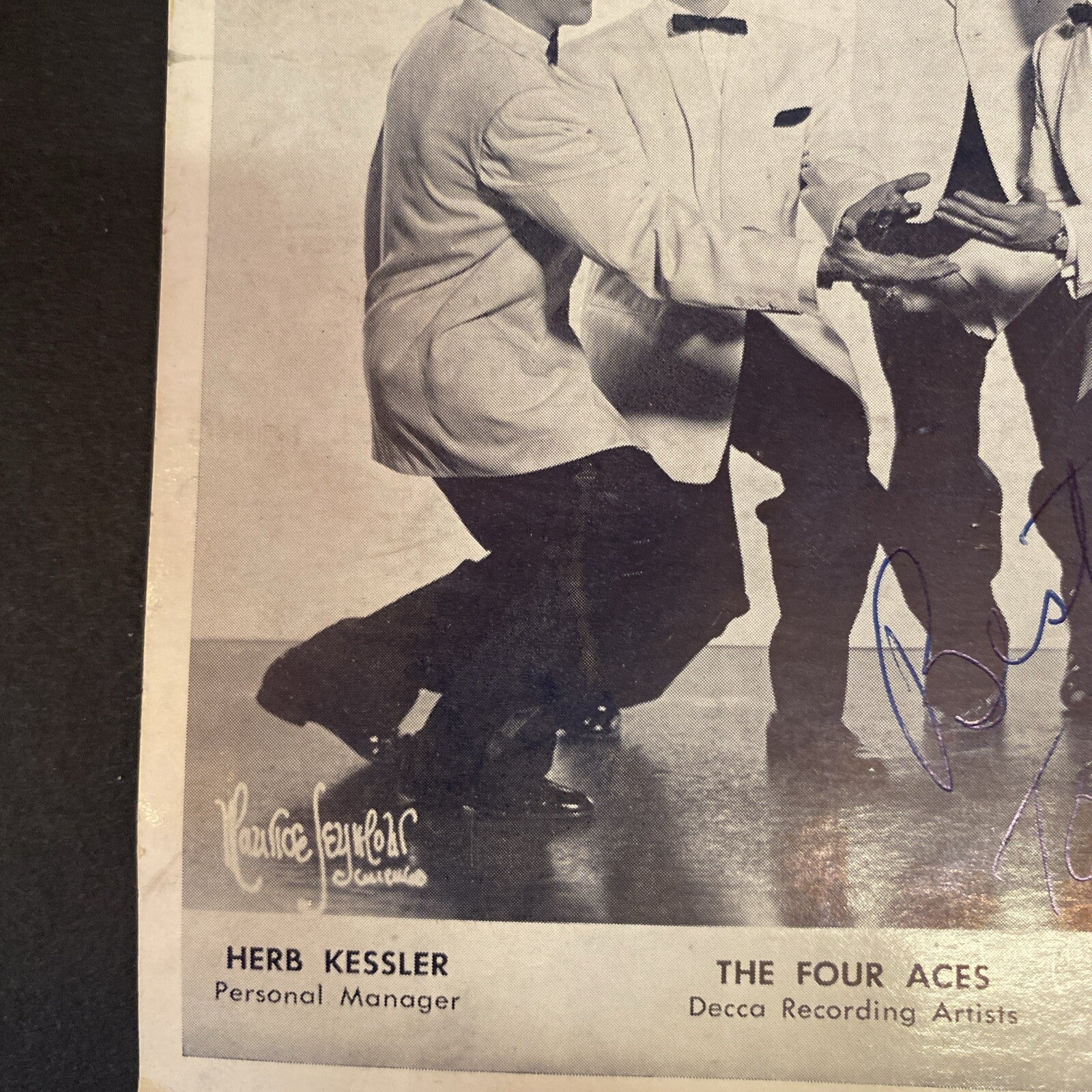 The Four Aces AUTOGRAPHED Signed INK  Promo Photo Decca Records 5 x 7