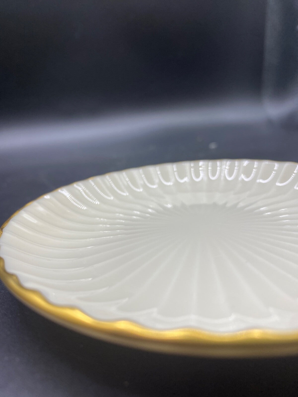 4" Lenox  Butter Plate with Scalloped Gold & Ivory Jewelry Trinket Candle