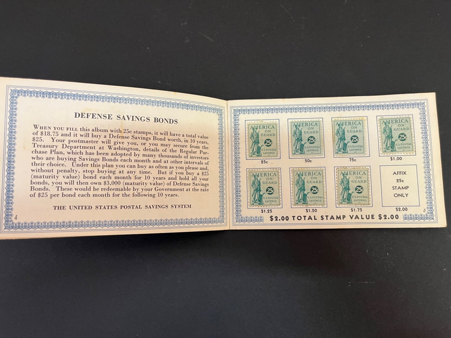 Vintage Postal Savings Pan U.S Defense Savings Bonds Booklet