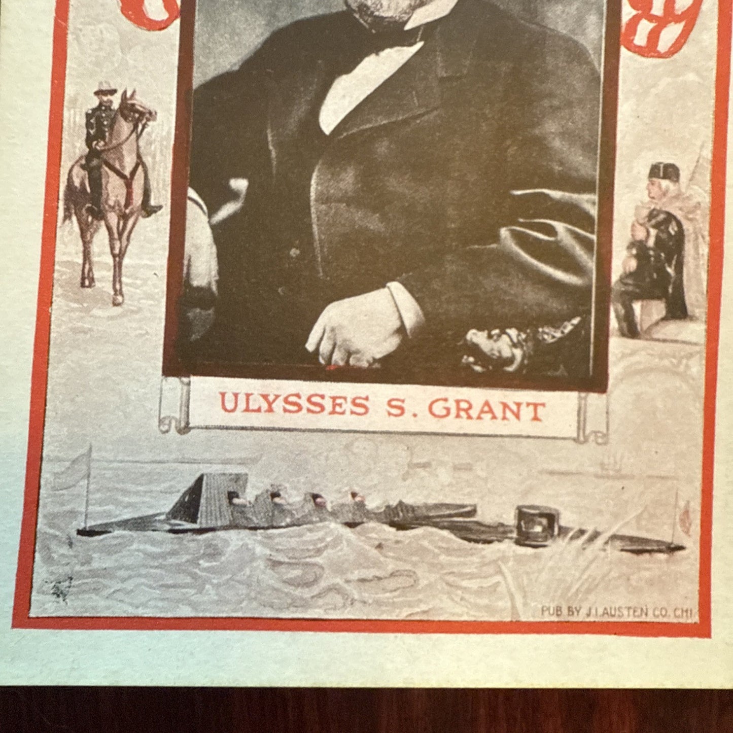 Ulysses S Grant by J I Austen Postcard Eagle & Flags c1910's *Scarce