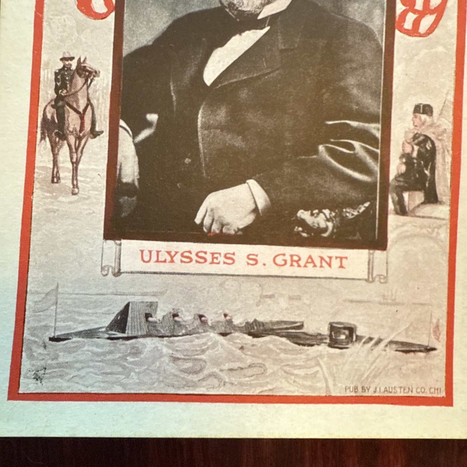 Ulysses S Grant by J I Austen Postcard Eagle & Flags c1910's *Scarce