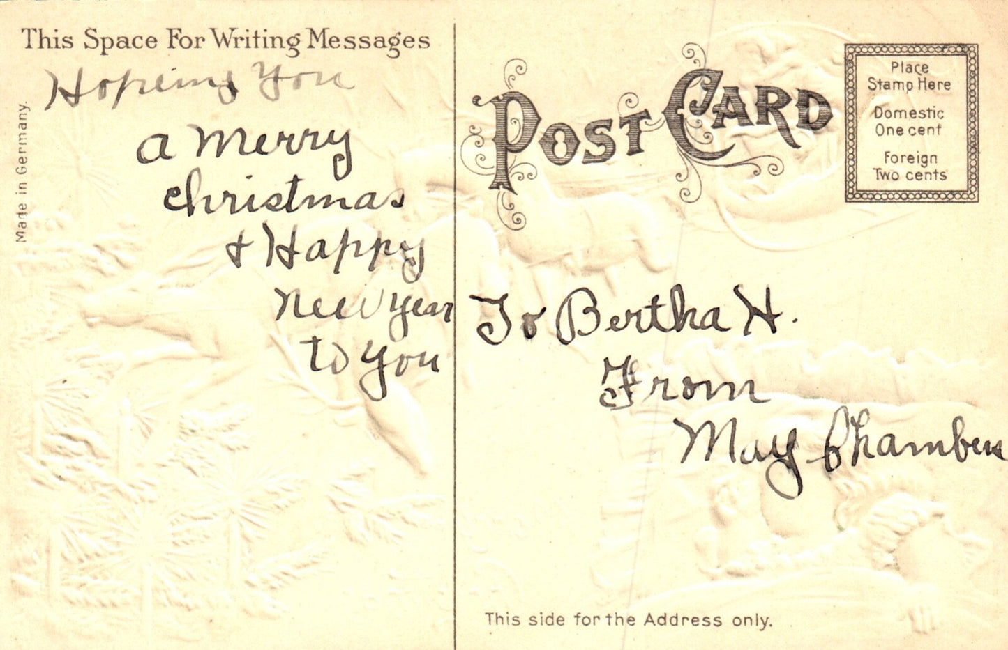 Merry Christmas Child Dreaming of Santa in Sleigh Vintage Santa Postcard