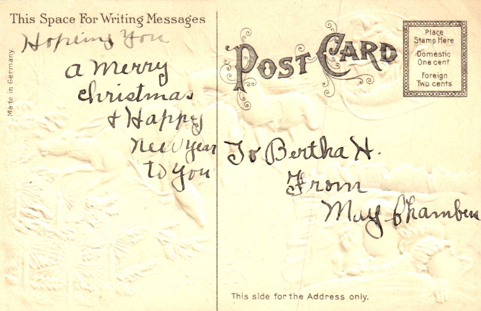 Merry Christmas Child Dreaming of Santa in Sleigh Vintage Santa Postcard