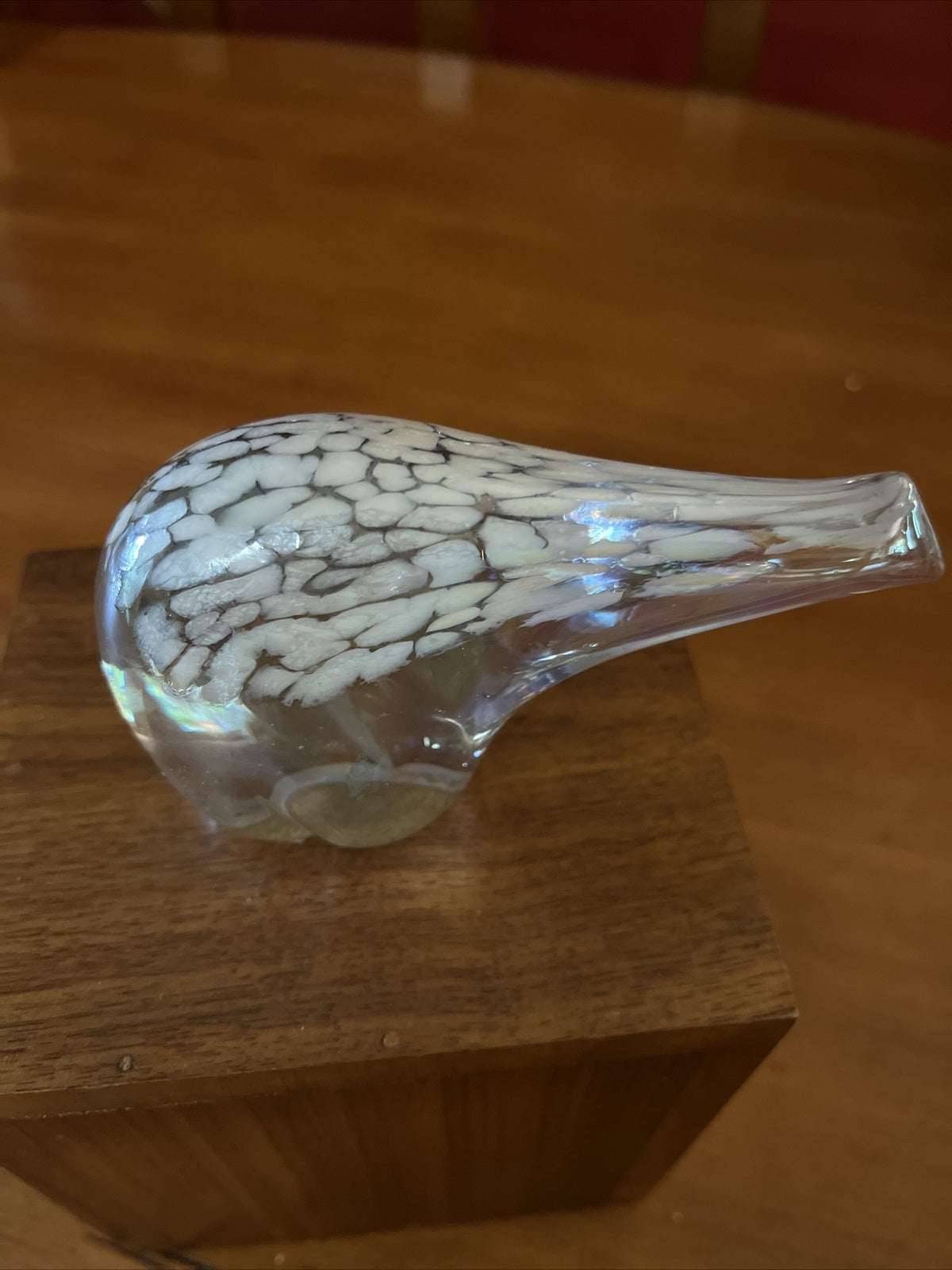 Vtg Silvestri Mouth Blown Iridescent Glass Polar Bear Paperweight Art Glass Bear