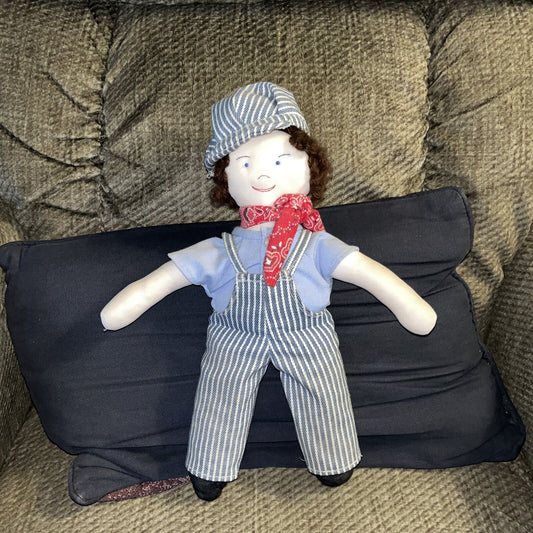 Vintage Handmade Engineer Rag doll 14”