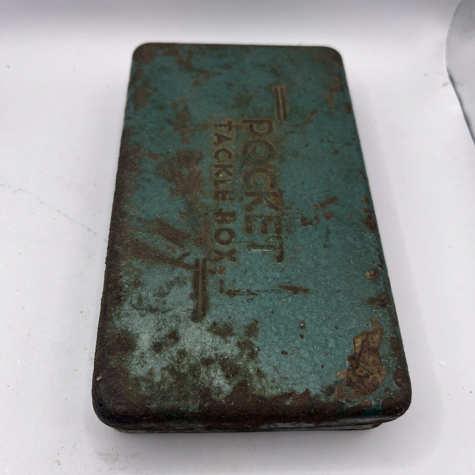 Vintage Pocket Tackle Box Fly Fishing Empty Green Metal 1940's