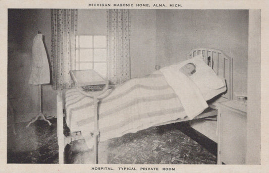Real Photo Typical Private Room Masonic Home Alma MI Michigan M-1978 Postcard