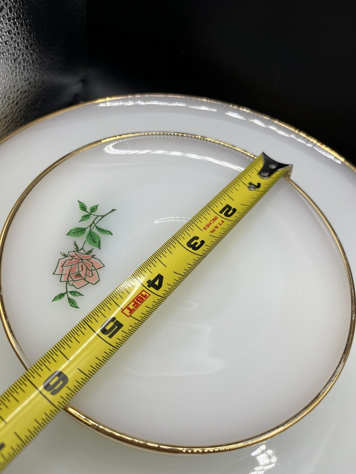 Vintage Anchor Hocking Fire-King Anniversary Rose 4 Plates, Bowls, & Cup & Sauc