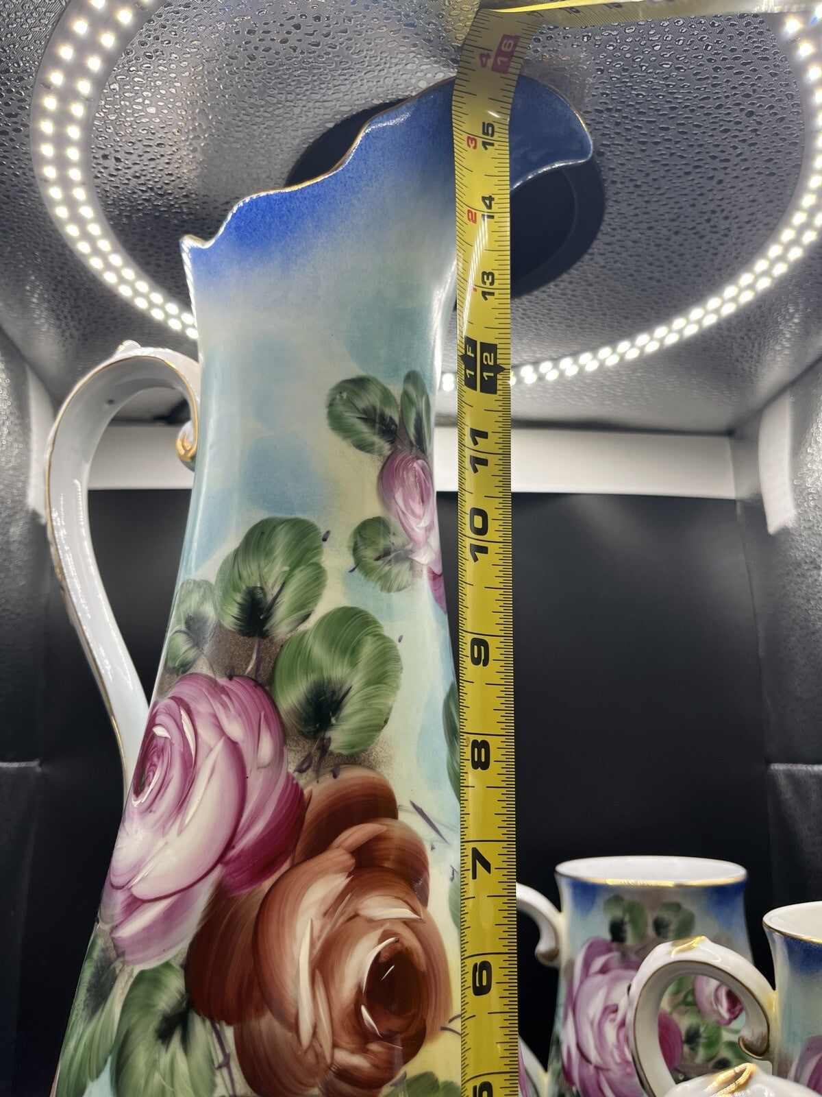 Limoges Fleur De Lis Mark Chocolate Pot and Cups. 5 Piece Set