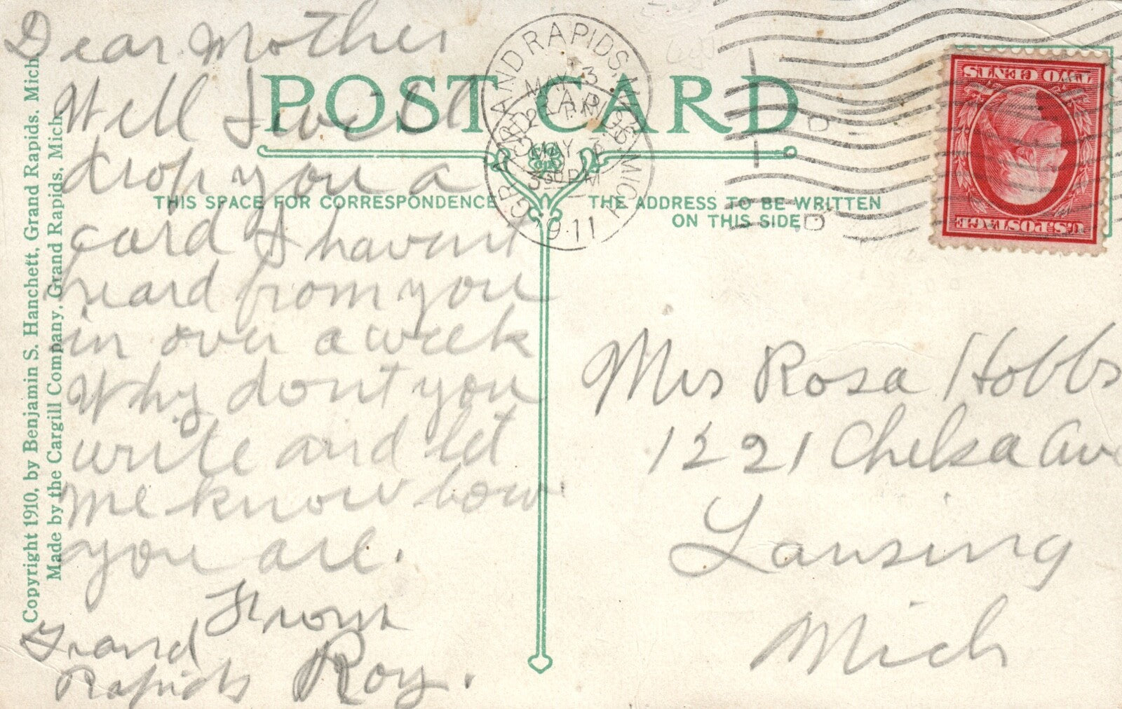 1910 Home Coming 60th Anniversary Celebration Grand Rapids Michigan MI Postcard