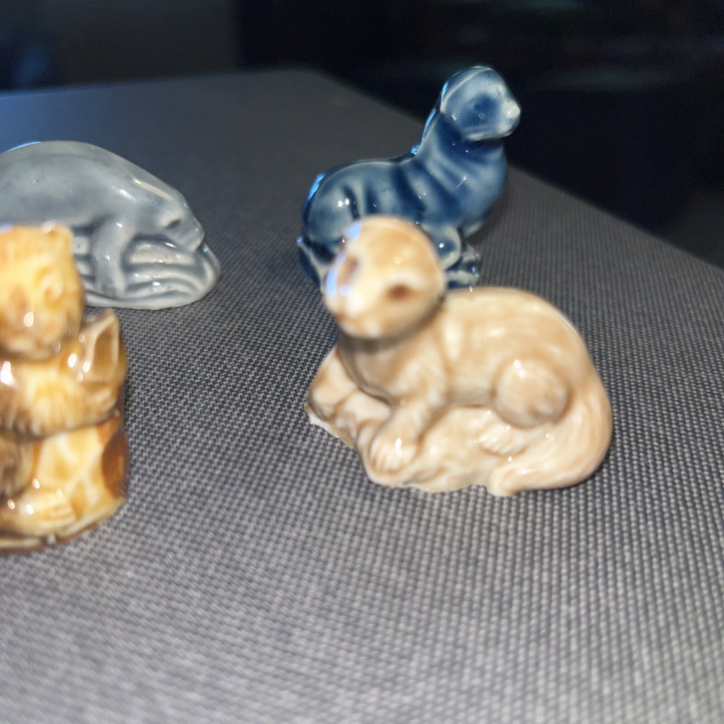 WADE WHIMSY FIGURINE VINTAGE ENGLAND ANIMAL LOT WALRUS SEAL OTTER & BEAVER (4)