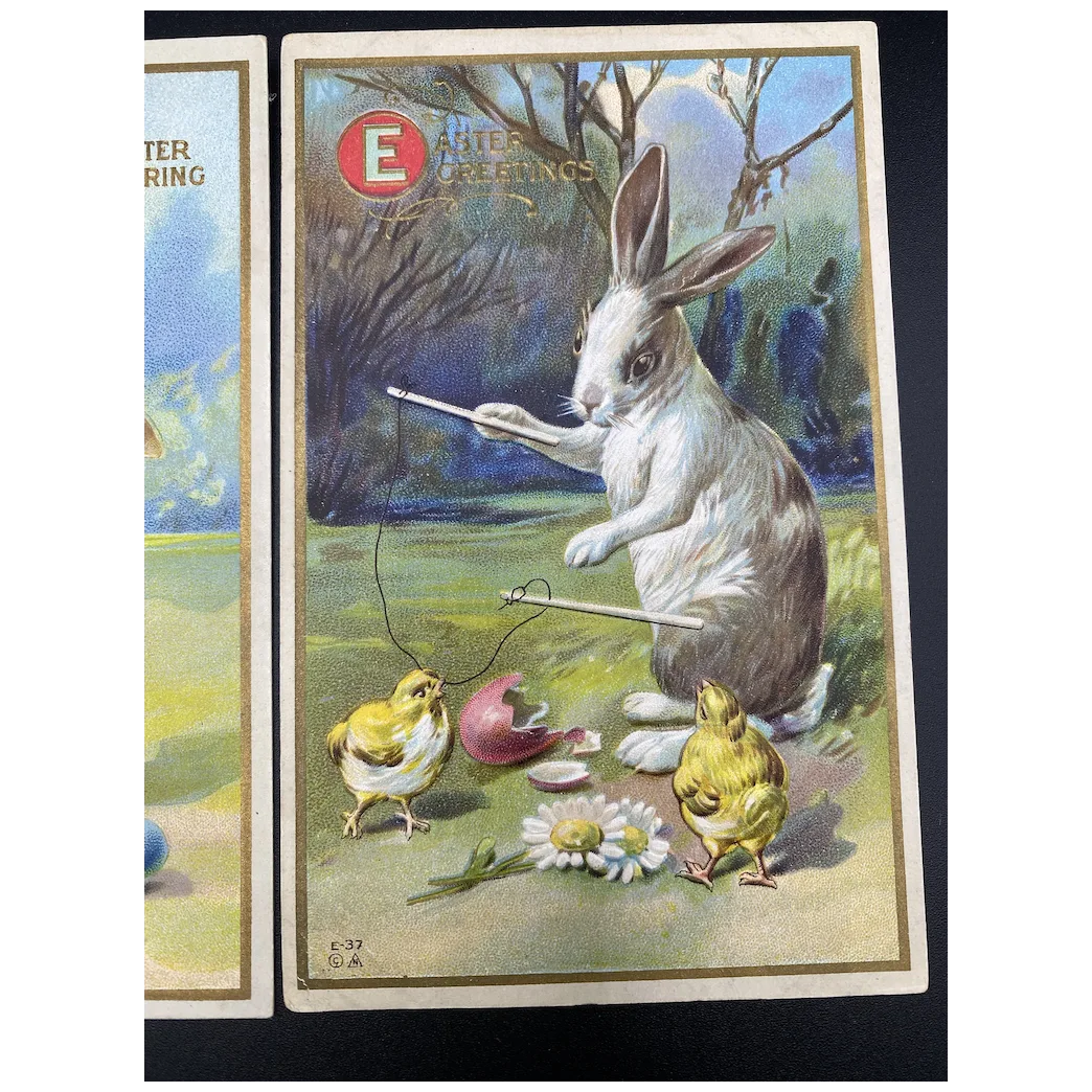 Lot of Three Easter Bunny & Chicks Easter Greetings Vintage Easter Postcards