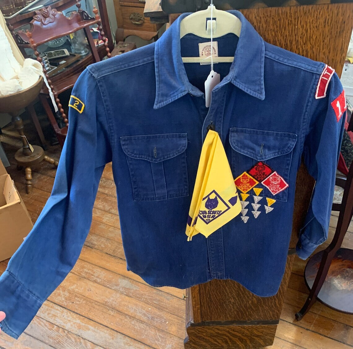Vintage Boy Scouts of America Shirt Neckerchief Patched Shirt Ithaca MI Michigan