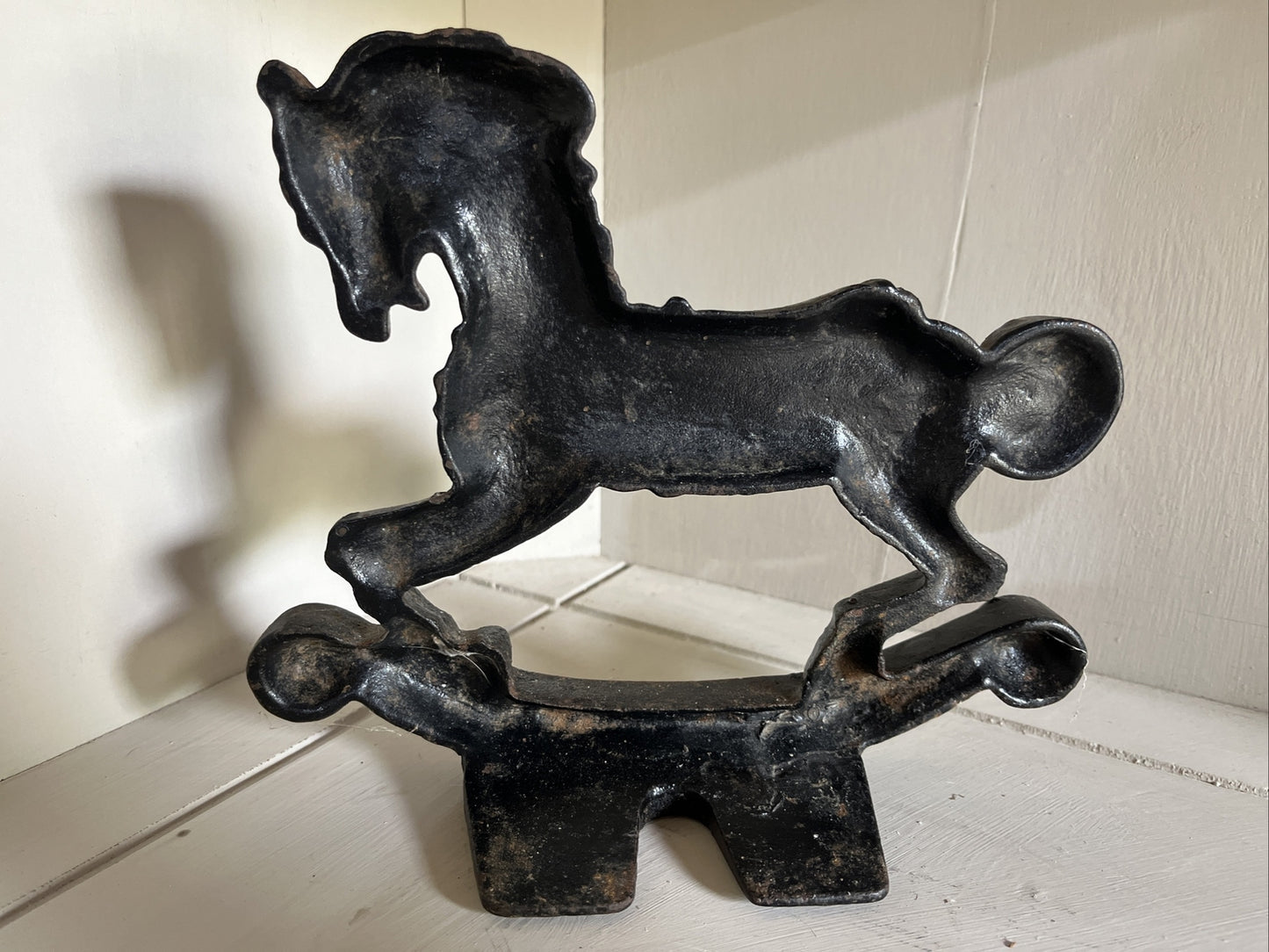 Vintage Cast Iron Rocking Horse Door Stop- Art Mark Chicago 1991