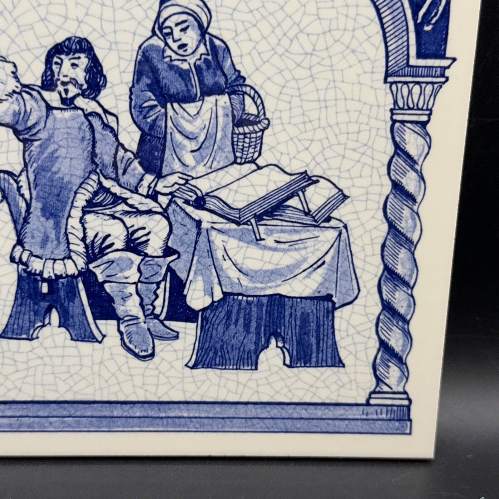 Delft Tile Schoonhaven Holland Vintage Tile Delft Blue White Pharmacy Drug #7